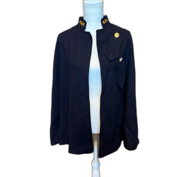 Vintage MCM Wool Nurse's Cape Wool Navy Red Lining One Size Prop Read - Picture 1 of 16